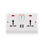Wall multiple UK power 13amp plug socket outlet with USB port