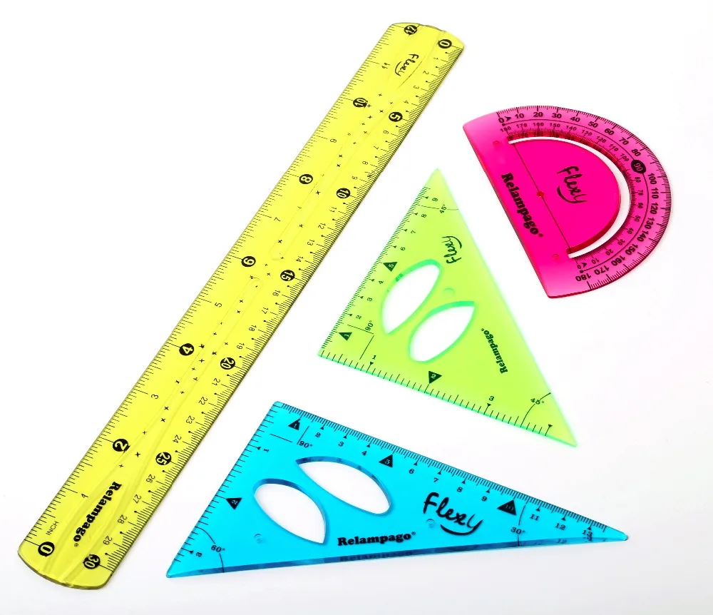 pvc material flexible geometric ruler set with combination color