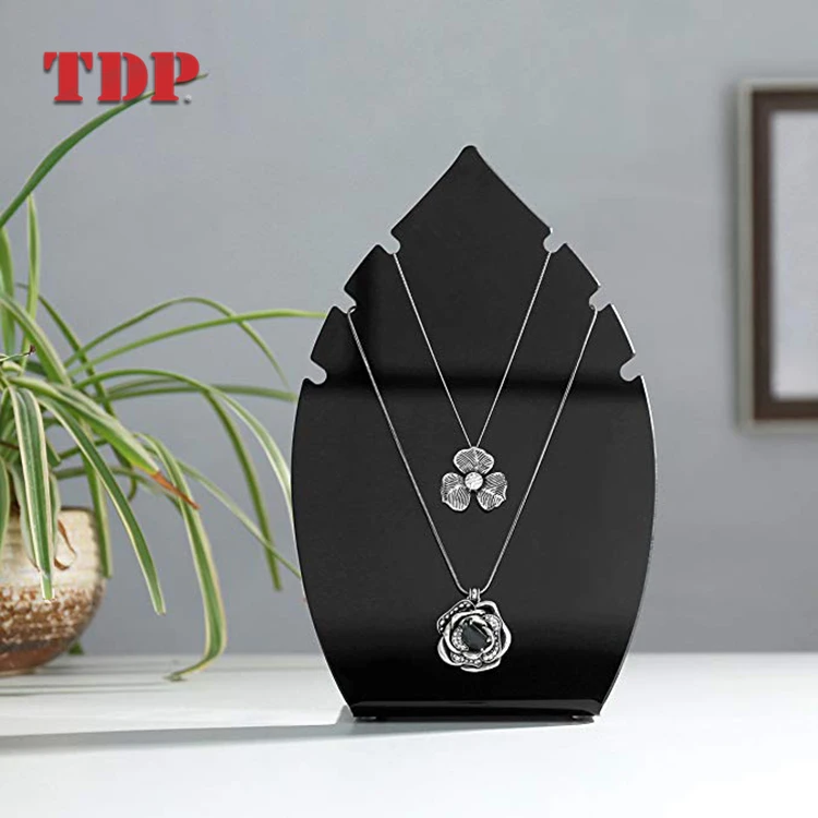 Customized Desktop Plexiglass Black Jewelry Holder Acrylic Necklace Display Stand