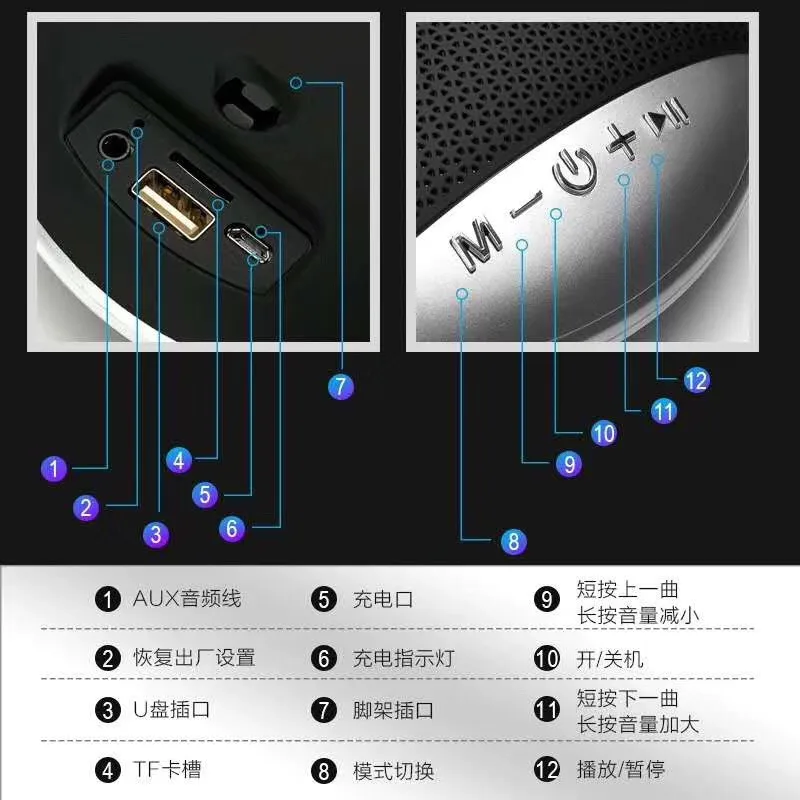 LP-V3 Super Bass Stereo Sound 1200 mAh Battery 8W Loudspeaker Blue tooth Wireless Speaker - ANKUX.COM