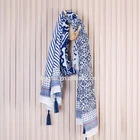 Chinese style 100% polyester yarn dyed fashion lady scarf