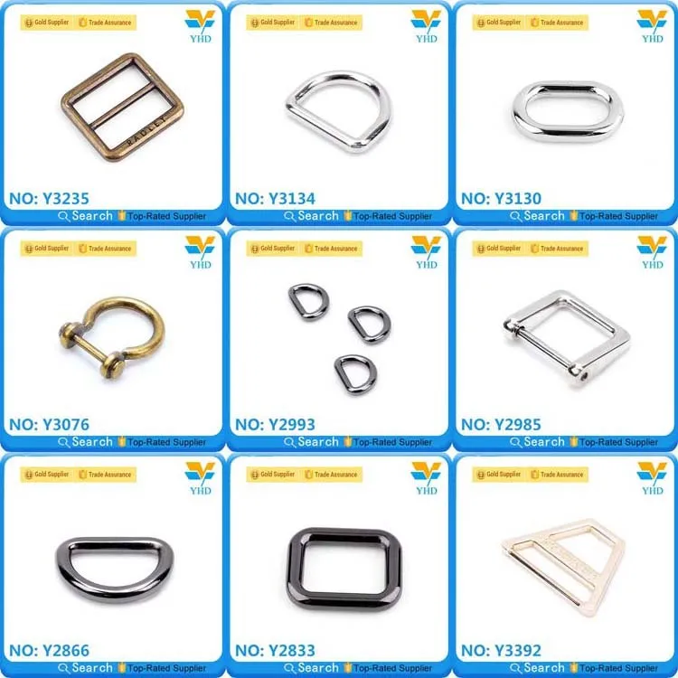Design bag accessories with logo any color metal square ring clasps