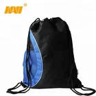 2019 Custom logo nylon drawstring backpack bag with mesh pocket