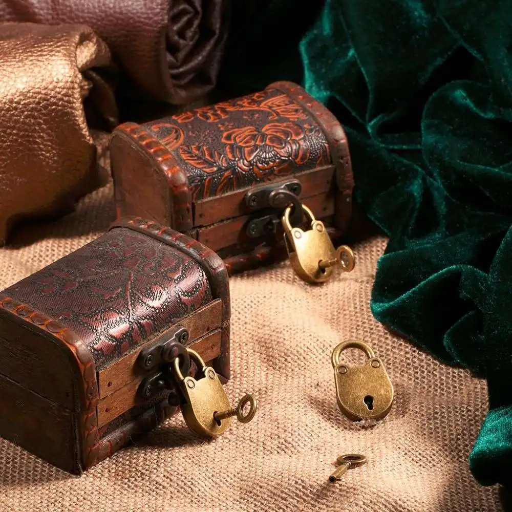 2016 3Pcs/set Antique Bronze Plated Chinese Style Vintage Padlock Jewelry Chest Box Notebook Lock Luggage Belt Padlock with Keys