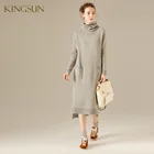 Ladies Fall and Winter Collection Wool and Cashmere Knitted Sweater Turtleneck Dress
