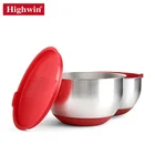 Amazon Hot Sell Mixing bowl Stainless Steel Salad Bowl with lid silicone bottom