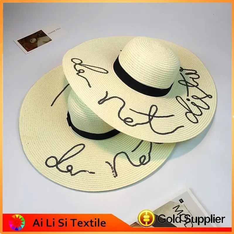 New Arrival Fashion Ladies Woman Bohemia Summer Straw Sun Visor Wide Large Brim Floppy Fold Summer Swimming Beach Straw Hat