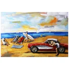 Beach Holidays Surf Boy & Car Beauty Picture Modern Sculpture Indoor 3D Metal Wall Art Decor