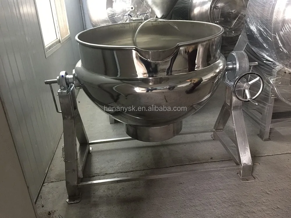 Jacketed Kettle Sauce Industrial Steam LPG Natural Gas Tilting Cooking Pot Round Type Gas Cooker With Mixer