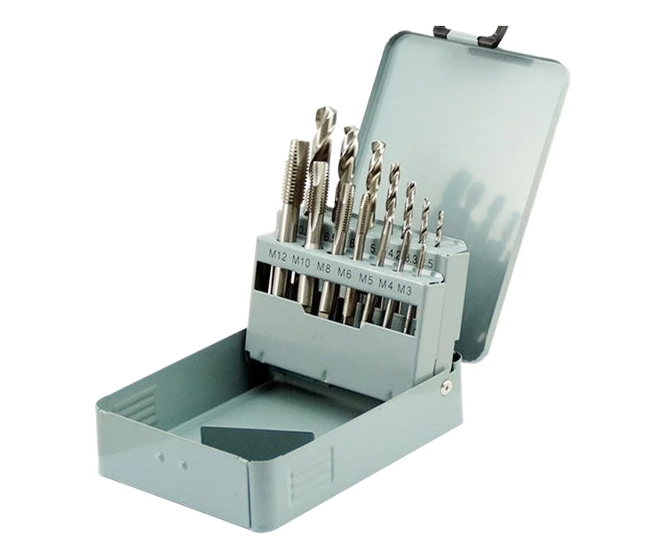 14Pcs Metric Hand Tap and Drill Bit Set for Steel Aluminium Stainless Steel Hole Thread Making in Metal Box