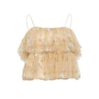 High Quality Woman Mesh Star Printed Tiered Sling Top Blouses Chiffon