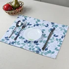 blue leaf print decorative cotton dinner table cloth mat fabric placemat
