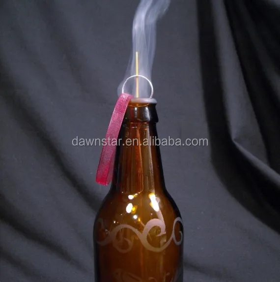 smoking bottle incense burners - etched glass - upcycled beer