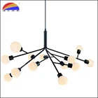 Iron black frosted glass pendant light lamp chandelier glass balls fit G9 LED lamps for living room hotel restaurant