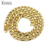 RAKOL New arrival 14k gold jewelry iced out cuban chain for men wholesale HN012