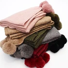 Wholesale winter women pom pom scarf shawl bling bling crinkle lady pashmina scarf with fur ball