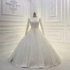 2019 Elegant Simple Satin Ball Gown Amanda Novias Wedding Dress For Muslim Bridal