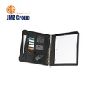 High quality Zippered leather portfolio with calculator,a4 a5 pu plastic leather folder portfolio zipper closure with calculator