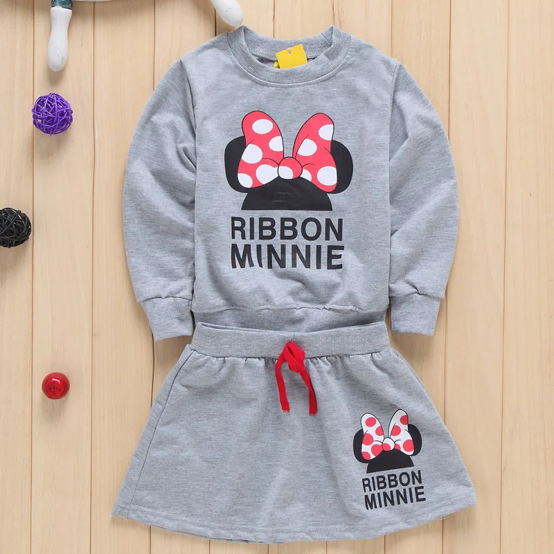 minnie kids clothes girls clothing sets baby girl cartoon t-shirt+ skirt 2pcs set ropa mujer ensemble fille meisjes kleding