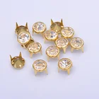 10mm Metal Studs Spikes Gold Claw Rhinestone Rivet Decoration Rivet For Leather Clothes Shoes DIY Crafts