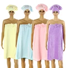 Dress Plain Home Trends Microfiber Hair Cap Towel Pink Wearable Bath Towel Dress