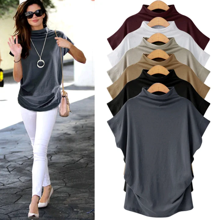 plus size high collar blouse