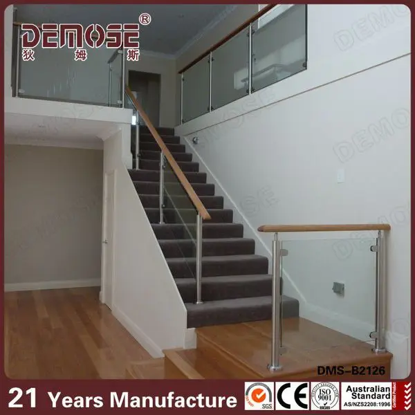 2015 stals new design railing wholesale indoor glass railing with stainless steel handrail