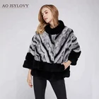 Wholesale popular design round neck long sleeve rex rabbit fur coats fox fur coat women