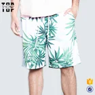 Chinese clothing manufacturers mid length custom palm tree print mens swim shorts