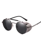 Top quality promotional glasses round retro vintage steampunk sunglasses