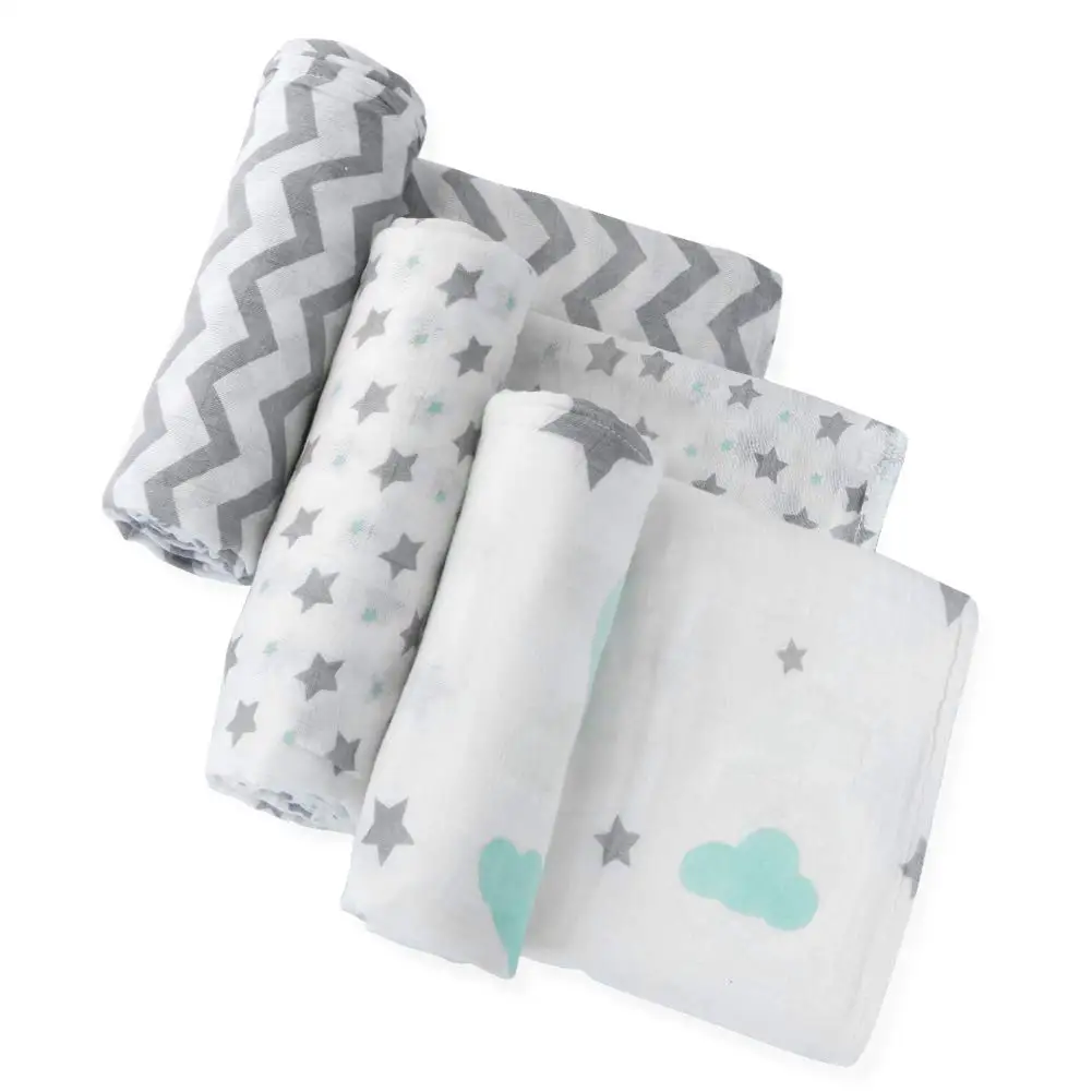 double layers new born organic muslin bamboo baby swaddle