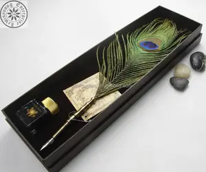 best gift items for women peacock feather pen set ink nib