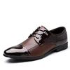 Men Classic Oxford Shoes PU Leather Pointed Toe Lace-up Dress Shoes for Business Wedding Uniform Vintage Office Summer Brogue