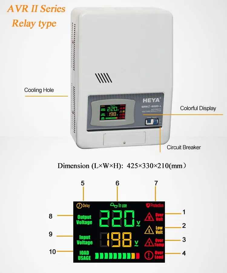 4K/6K/9K/12KVA 3KW/5KW/7KW/10KW Relay Control AC Automatic Voltage Regulator/Stabilizer Price