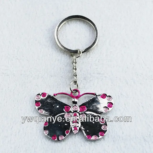 customized butterfly metal key chains, souvenir gift key rings