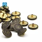 SOUKOU China supplier jeans pant accessories metal copper jacket up custom logo Press Snap Button for clothes