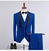 Good Quality Wholesale 8 Colors Men Slim Fit Blue Wedding Suit (Blazer+Pants+Vest) 3 Pieces Men Suit
