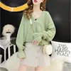 Wholesale western style plus size puff sleeve v neck open front girls short knitted cardigan
