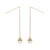 92809 Long light weight gold earring triangle shape jewellery designs with price beautiful women gemstone drop earrings