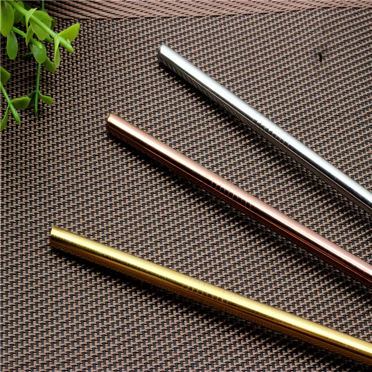 Stainless Steel Gold Plated Reusable Drinking Straws, FDA Passed Gold Metal Straws