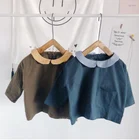 2018 spring and autumn kids clothing girl baby lapel cotton doll shirt clothes sets