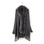 Gift and party fur Plain solid color faux pashmina shawl with tassels