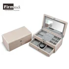 Firmstock pink jewellery gift box wooden jewelry box with mirror and drawer and many compartments customize insert
