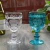 Clear Vintage Pedestal Glass Dessert Dishes Embossed Wine Glasses Wholesale