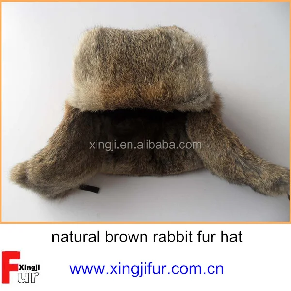 russian style natural grey rabbit fur hat