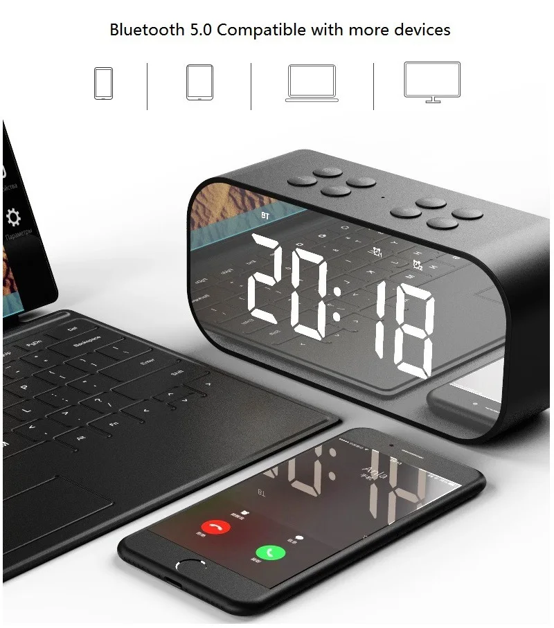 Portable Multimedia Bluetooth Speaker Smart Table Lamp Light Alarm Clock Led Touch Light Speaker For Home - ANKUX.COM