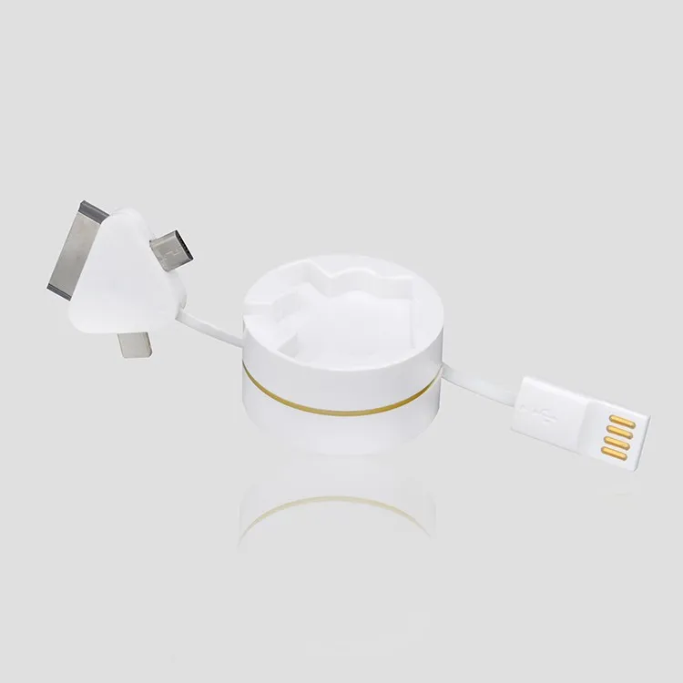 High quality promotional gift retractable charging cable 3 in 1 usb multi charger round box usb charger - ANKUX.COM