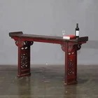 Vintage pine wood hand curved living room corner console table