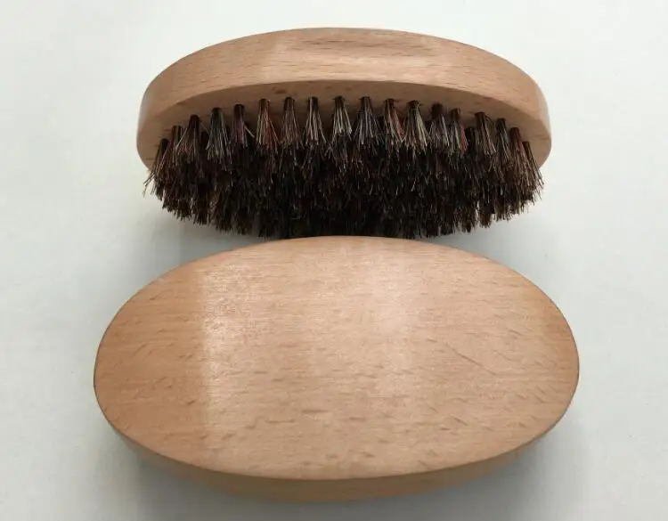 Boar Bristle brush, oval beech brush, male special beard brush, can engrave logo
