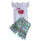 Newborn Baby Girl Clothes Set Bulk Wholesale Kids Clothing Ruffle Top Shorts 2 Pieces Set